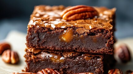 These mouthwatering brownies feature rich, gooey chocolate with crunchy pecans and luscious caramel swirls, offering a decadent and indulgent dessert experience.