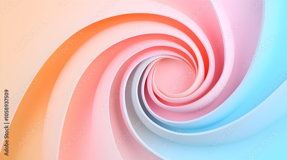 Poster Soft pastel toned spiral design creating a hypnotic dreamlike abstract background  Elegant contemporary pattern with a calming soothing atmosphere