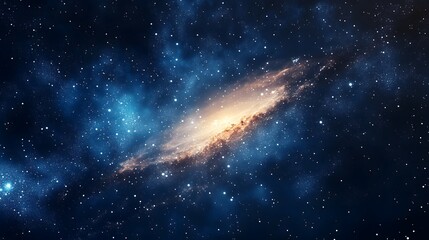 Fototapeta premium Distant Galaxy with Bright Stars in Deep Outer Space_5