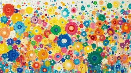 Dots and splashes of color evoking the feeling of a joyful mess