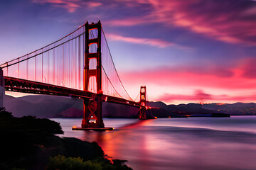 Fototapeta premium golden gate bridge at sunset