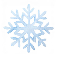 Beautiful watercolor snowflake isolated on white background. Perfect illustration for winter designs, holiday themes and festive decorations.