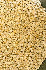 Close up Raw coffee beans
