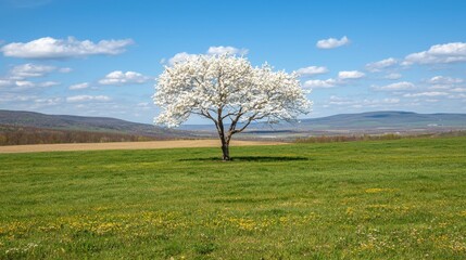 Obraz premium Single Tree Displaying All Four Seasons