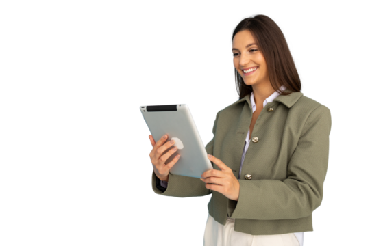 Focused businesswoman using a digital tablet