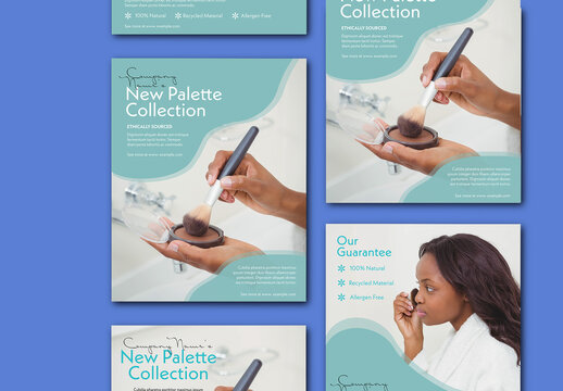 Pastel Blue & Green Makeup Collection Social Media