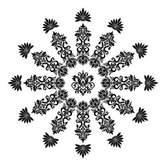 Oreintal Flora Damask Seamless pattern embroidery, Indian style. art ornament print.Design for carpet, cover.wallpaper, wrapping, fabric, clothing