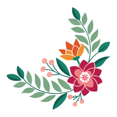 vector flower design corner shape the floral simple