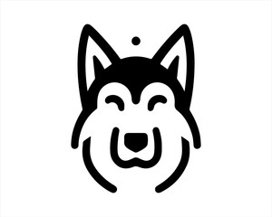 Dog head logo design template. Vector illustration. Simple silhouette. Flat style. Cartoon dog logo. Animal logotype concept. 