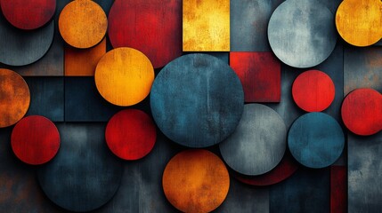 Geometric Abstract Art with Circles and Squares