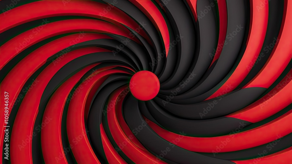 Poster Swirling abstract design in red and black on a smooth surface.