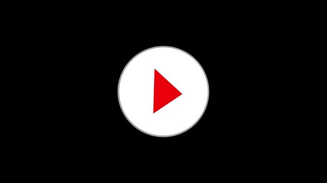 Neon shine play button sign with neon circle animation. neon media player button.