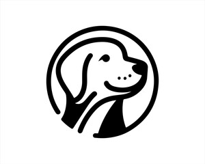 Dog head logo design template. Vector illustration. Simple silhouette. Flat style. Cartoon dog logo. Animal logotype concept. 