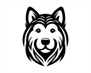 Dog head logo design template. Vector illustration. Simple silhouette. Flat style. Cartoon dog logo. Animal logotype concept. 