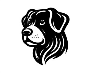 Dog head logo design template. Vector illustration. Simple silhouette. Flat style. Cartoon dog logo. Animal logotype concept. 