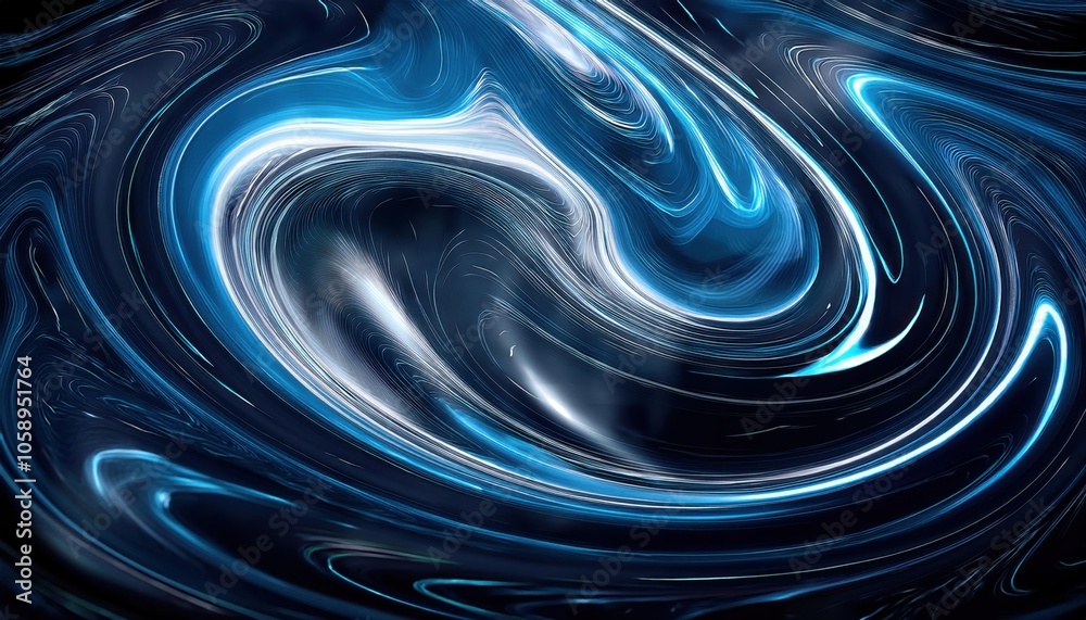 Poster celestial energy flow in deep space. dynamic blue and white cosmic swirls and stars, capturing the m