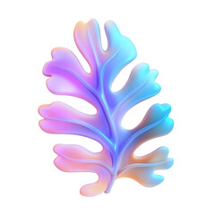 gradient coral reef fluid holographic Iridescent 3d render icon isolated on transparent background cutout