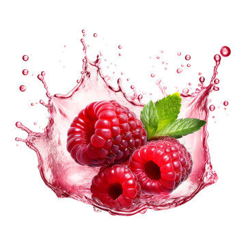 raspberry in water splash isolated on transparent background cutout