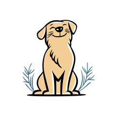 Obraz premium Dog illustration vector style, simple design, white background, cartoon