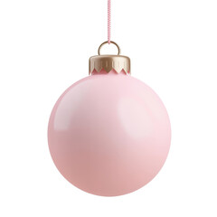 pink christmas ball 3d render icon isolated on transparent background cutout