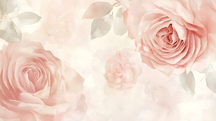 Fototapeta premium Soft Watercolor Rose Floral Pattern on Pastel Backdrop
