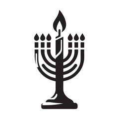 Hanukkah candle silhouette vector, Hanukkah menorah logo icon and symbol design, Flat menorah vector illustration