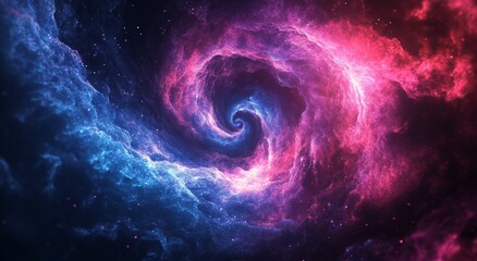 Colorful swirling nebula in deep space with vibrant hues of blue and pink during cosmic night