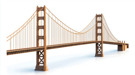 Fototapeta premium detailed model of suspension bridge showcasing its elegant design and structure. bridge features tall towers and intricate cables, symbolizing engineering excellence