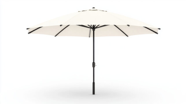 large white patio umbrella with black frame, perfect for outdoor shade and protection from sun. Ideal for gardens, pools, and outdoor dining areas
