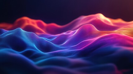 Fototapeta premium Abstract waves of vibrant colors creating a dynamic, digital landscape.