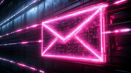 Futuristic Cyberpunk Email Icon Illustration