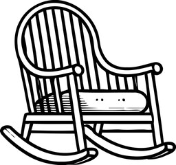Silhouette of wooden rocking chair, furniture and relaxation icon, traditional seating illustration
