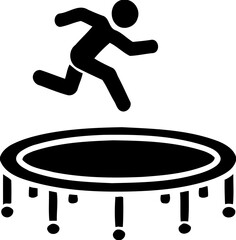 Silhouette of person jumping on trampoline, recreation and fitness icon, outdoor activity illustration
