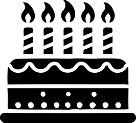 Silhouette of birthday cake with candles, celebration and party icon, festive occasion illustration
