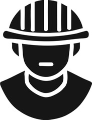 Silhouette of construction worker wearing hard hat, safety and labor icon, industrial workforce illustration
