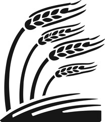 Silhouette of wheat stalks, agriculture and farming icon, grain and harvest illustration
