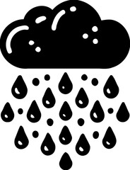 Silhouette of rain cloud with raindrops, weather and climate icon, rainy day illustration
