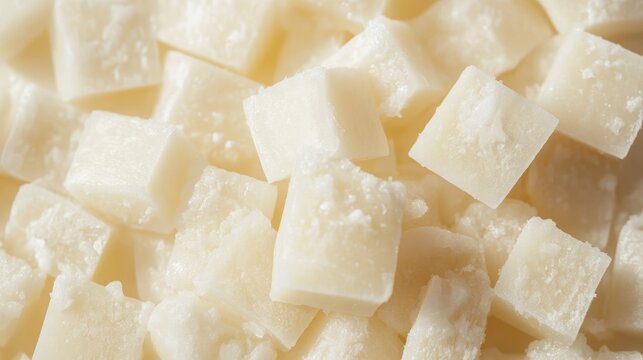Close up view of white soy wax used in candle production
