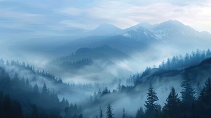 Obraz premium Natural Beautiful Places With Mountain Know Sky Fog