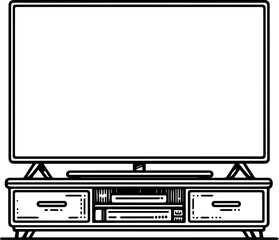 Black Line Art Monitor Electronic Art Hand Drawn Illustration