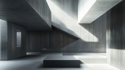 Fototapeta premium Minimalistic space featuring concrete walls and flooring