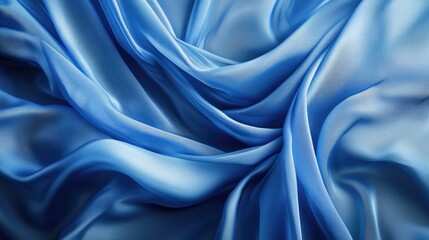 Obraz premium An abstract blue background showcases layers of folded silk drapery producing a captivating and sophisticated design perfect for the fashion sector