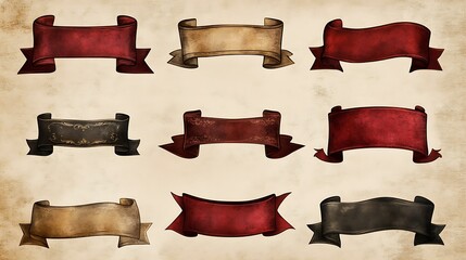 Vintage ribbons and banners set for promotional designs