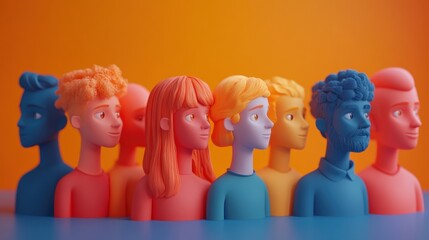 Colorful 3D Illustration of Diverse People