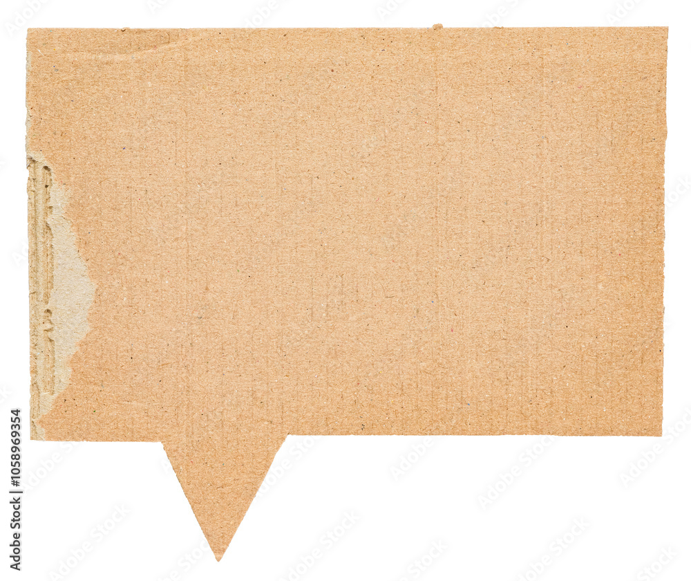 Fototapete blank cut out brown corrugated cardboard paper speech bubble of rectangular shape with copy space fo