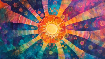 Complex geometric pattern with overlapping circles 