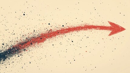 Red Arrow Abstract Art: Minimalist Paint Splatter Design