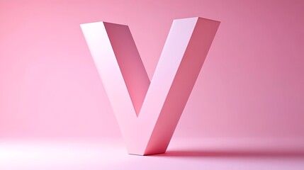 Creative Pink Letter V on Pastel Background