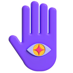 Purple Hand with Eye 3D Element