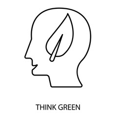 think green concept line icon. Simple element illustration. think green concept outline symbol design.